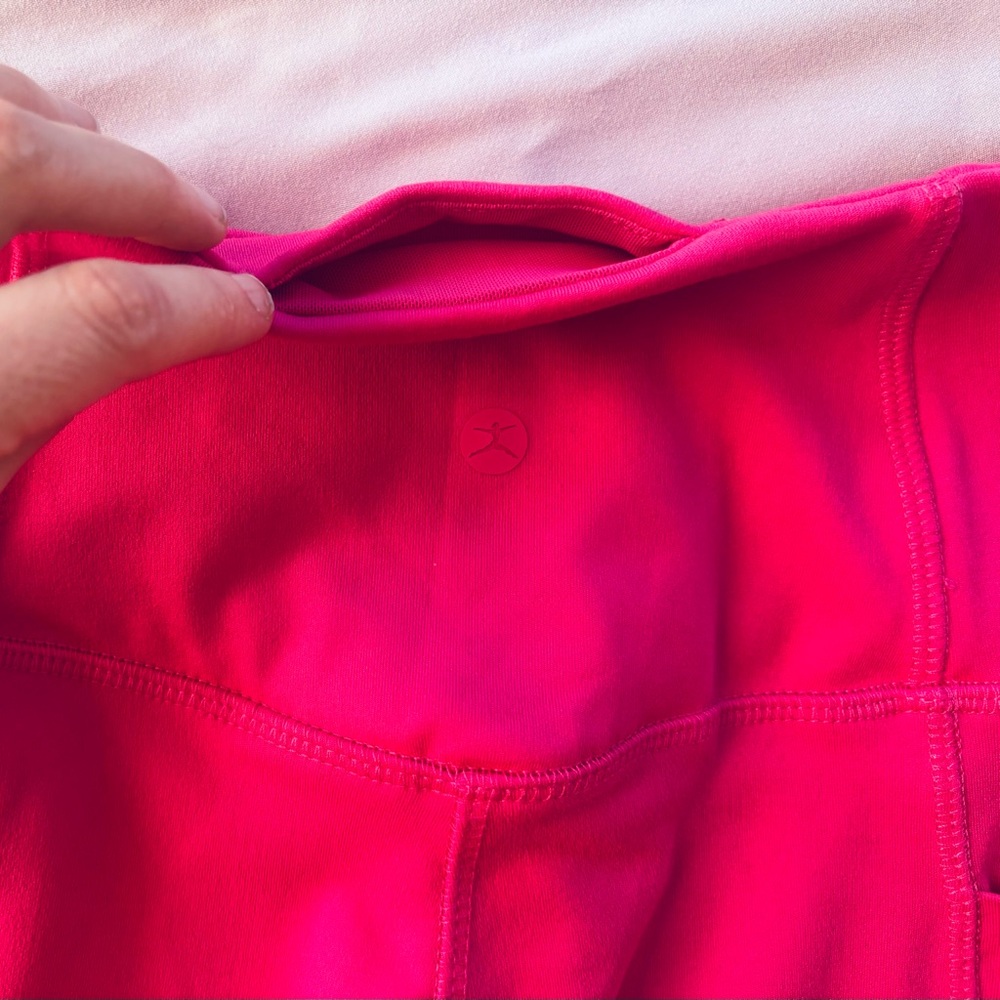 NWT DANSKIN Hot Pink High Waist XS Leggings 24” pockets - Picture 5 of 16